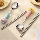 Cute Cutlery Set Cartoon Stainless Steel Spoon Spoon Chopsticks Set Students