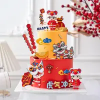 在飛比找ETMall東森購物網優惠-虎頭帽玩偶舞獅周歲寶寶蛋糕裝飾