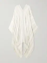 [Loro Piana] Loro Piana - Frayed Striped Silk And Linen-blend Poncho - Beige - One size One size Neutrals