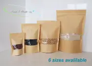Stand-Up Zip Lock WINDOW Kraft Paper Bags resealable zipper food packaging bulk