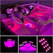 EJ's SUPER CAR Car LED Strip Light, 4pcs 36 LED Car Interior Lights Under Dash Lighting Waterproof Kit,Atmosphere Neon Lights Strip for Car,DC 12V(Pink)