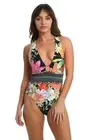 NWT Sunshine 79 'In a Trance' Tropical Reversible V-Plunge Swimsuit Sz 10