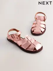Rose Gold Metallic Leather Fisherman Sandals (E90514) | $55 - $70