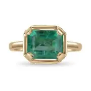 0.90tcw Colombian Emerald-Emerald Cut & Diamond Accents Engagement Ring 18K