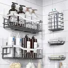 EUDELE Adhesive Shower Caddy 5 Pack Stainless Steel Bath Organizers With No D...