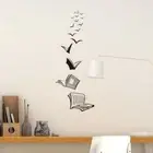 Book Knowledge Open Book Fly Birds Wall Sticker Wall Decal Library