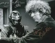 Doctor Who Autograph: TOM BAKER & GREGORY DE POLNAY (Robots) Signed Photo