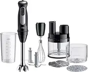 Braun MultiQuick 5 Pro MQ55755M, Stabmixer mit 25 Geschwindigkeitsstufen, Easy Click System Plus, 1000W, Schwarz incl. Mini Küchenmaschine, Zerkleinerer, Schneebesen, Mix- und Messbecher (600 ml)
