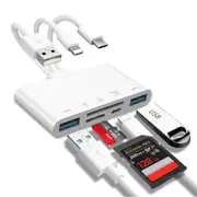 For iPhone iPad 5 In 1 Memory Card Reader USB OTG Adapter SD Card Reader