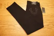 NWT MENS TRUE RELIGION JEANS Multiple Sizes Geno Relaxed Slim No Flap Black $149