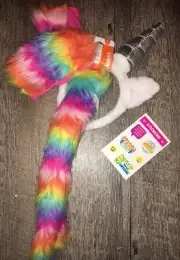 Claire’s Rainbow Plush Unicorn Dress Up Costume Gloves Tail Justice Stick Lot