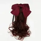 Hairpiece Red Bows Knot Ponytail Children Curly Ponytail Wig Hair Extensions
