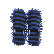 Catzon Cozy Washable Dust Mop Slippers Stripe Home Slippers-DarkBlue