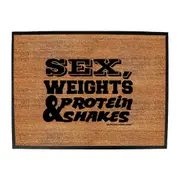 Gym Swps Sex Weights Protein Shakes D1 White - Funny Novelty Doormat Man Cave Floor mat