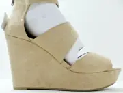 CHRISTIAN SIRIANO "Shay" Womens Faux Suede Wedge Shoe, Nude, Size 8 1/2, NIB