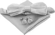 [DEARMAMY] Men's Tuxedo Set Satin Handkerchief Bow Tie Groom Suit Accessories Mens and Studs for Wedding