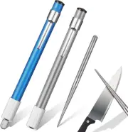 2 Pieces Diamond Retractable Knife Sharpener Steel Sharpening Rod for Kitchen