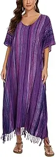 [Beautybatik] Women Stripe Caftan Kaftan Loungewear Maxi Plus Size Long Dress XL to 4X