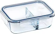 Eterna 2 Divider Rectangular Glass Container, 930 ml Capacity