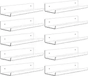 Dezzer 10 Pack Acrylic Shelves for Wall, 15" Clear Acrylic Floating Shelves for Bathroom Bedroom, Invisible Bookshelf Wall Ledge Storage Shelf Books Perfume Toys Action Figure Display Shelves