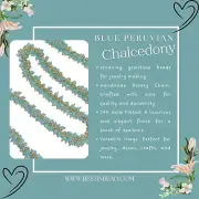 Blue Peruvian Chalcedony 24K Gold Plated Gemstone Bead Chain Necklace Jewelry