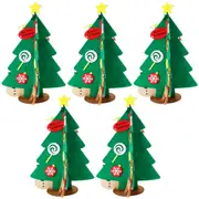 5Pcs Felt Christmas Tree Set DIY with Removable Ornaments Xmas Hand Craft Decoration-Style 1