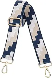 [uxcell] Purse Straps Replacement Crossbody, 1.5 Inch Wide Shoulder Bag Strap Adjustable Canvas Straps for Handbag Wallet Clutch Bags with Light Gold Buckle, Blue Blocks
