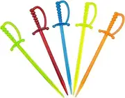 ODDIER 3.3 Inch Plastic Sword Picks,Food Toothpicks Fruit Fork Cocktail Sticks, Multicolor, 100pcs