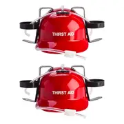 2PK MDI Drinking Party Hat Beer Helmet Drink Dispenser Thirst Aid 31x27cm Red