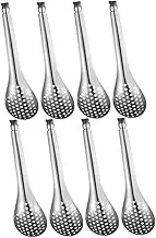 FIXOSHEE Set of 8 Small Slotted Spoons Hot Pot Condiment Server Stainless Steel for Cooking Catering Needs