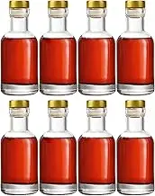shyliey 8 Pack Clear Glass Bottles 3.4oz/100ml Bottles for Wine Beverages Drinks Oil Vinegar Kombucha Beer Water Soda with Gold Cork Stopper Airtight Lid (8 Pack)