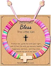 [CJIAYUJEW] Cross Bracelet for Girls God Bless You Cross Bracelet First Communion Baptism Confirmation Gifts for Girl Cross Bracelet Jewelry for Your Little Girls