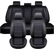 Car Seat Covers for Nissan X-Trail T30 /X-Trail T31 /X-Trail T32 /Versa Note, Universal 5 Seat Leather Front Rear Seat Protectors Waterproof Seat Cushions Accessories(Black)