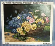 Printed needlepoint tapestry Canvas Only Orchidea 40x50 Cm Basket Of Flowers