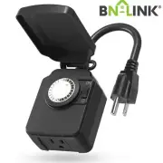 24 Hour Mechanical Outdoor Light Timer with 3-Prong Timer Outlet Weatherproof