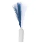 60PCS Faux Pampas Grass,22"/55cm Artificial Fluffy Grass Stems, Navy Blue, White