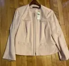 NWT $865 Dana Buchman Pink Full Zip Closure 100% Cashmere Lined Blazer Jacket 14