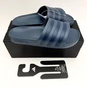 NIB DS ADIDAS Men's Adilette Aqua Dark Blue Sz 10 Pool Slippers Sandals Slides