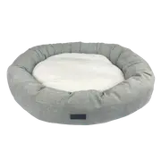 Baxter Bone Taupe Large Oval Pet Bed With Removable Covers And Faux Fur Trim Cushion