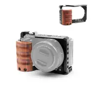 Camera Cage With Wood Handle And Metal Stabilizer Rig for Sony Zv-E10