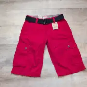 New Levi's Mens Cargo Short (16 Reg. W28) Red With Belt