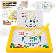 Magnetic Drawing Board for Kids,Magnetic Dots Art Board with Magnetic Pen & Beads,Travel Toys for Toddlers 1-3,Montessori Preschool Educational Toys,Gifts for 3 4 5 6 Years Old Boys Girls
