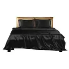 DreamZ Silky Satin Sheets Fitted Double Black