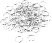 Barbuly 10mm Dia Silver Tone Metal Split Loop Key Rings Holders Replacement 80 Pcs