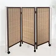 3/4/5/6/7/8 Panel Short Partition Screen,Bamboo Woven Room Divider,with Brake Wheel,for Kindergarten Bedroom Studio(100x40cm-3panel)