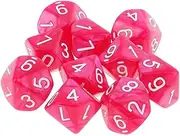 chiwanji 10PCS D10 Polyhedral Dice 10 Sided Dice for DND RPG - Rose, 16mm