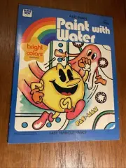 1982 Pac Man Paint with Water Coloring Book Whitman - New & Unused