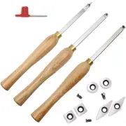 Wood Lathe Chisel Set 3 PCS Woodworking Turning Tools Includes Square Round Diamond Carbide Blades for Wood Turning Use