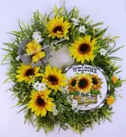 SUNFLOWER WREATH, WELCOME WREATH, EVERYDAY WREATH, SPRING, SUMMER, FRONT DOOR