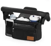 Momcozy Black Universal Stroller Caddy Organizer with Cup Holders - NWT